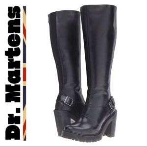 Dr Martens Lyanna Black Leather Knee High Boots